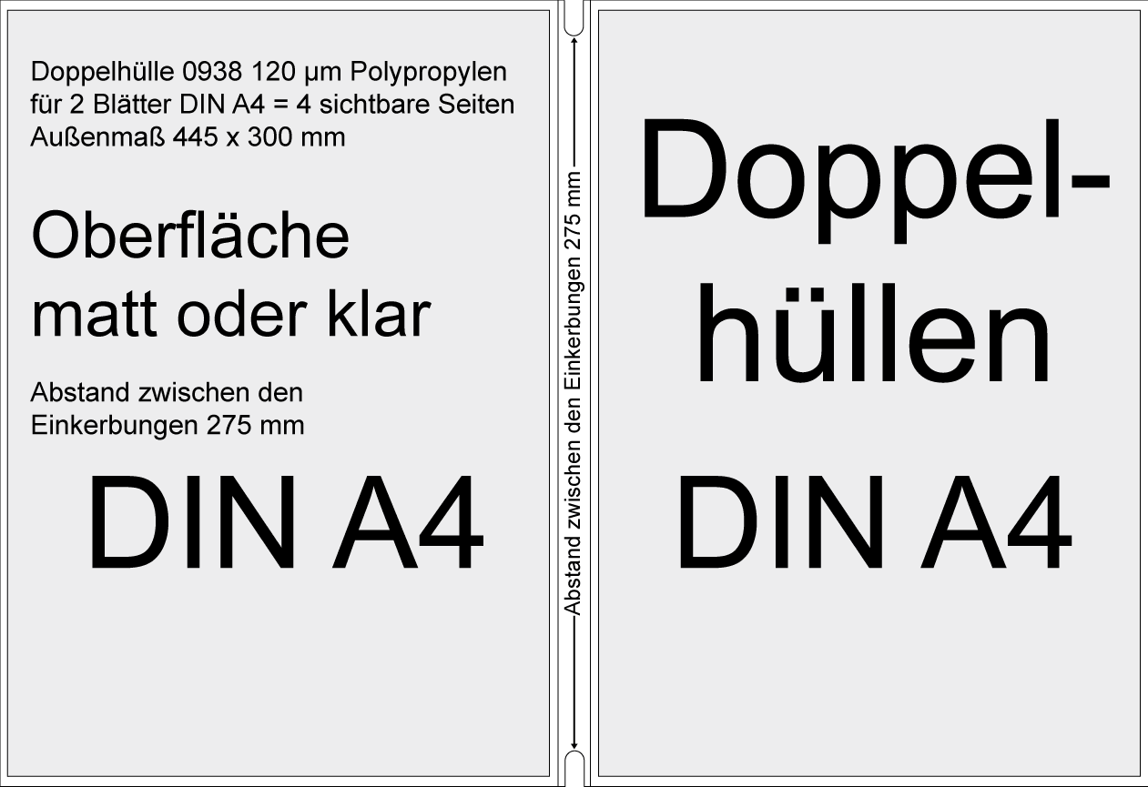 Doppel-Speisekartenhüllen DIN A4 stark